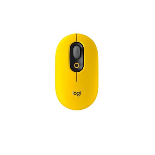 Mouse Logitech POP Mouse color Blast Yellow con conexión Bluetooth y receptor USB Logi Bolt, diseño compacto, botón personalizable para emojis y tecnología SilentTouch.