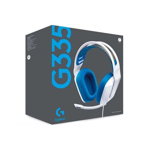 Vincha Logitech G335 Gaming color blanco con micrófono, conexión 3.5 mm, diseño liviano, diadema ajustable y sonido estéreo para PC, consolas y dispositivos móviles.