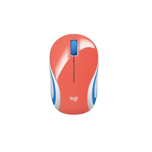 Mouse Logitech M187 inalámbrico color coral con nano receptor USB, diseño compacto y portátil, ideal para notebooks, laptops y uso diario.