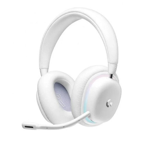Vincha Logitech G735 Aurora Collection color blanco con conexión inalámbrica LIGHTSPEED y Bluetooth, micrófono desmontable, iluminación RGB LIGHTSYNC y sonido de alta fidelidad para gaming.