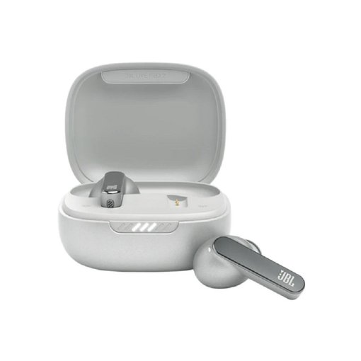 Auricular inalámbrico JBL Live Pro 2 White con cancelación activa de ruido adaptativa, sonido JBL de alta calidad, Bluetooth y micrófonos para llamadas nítidas.