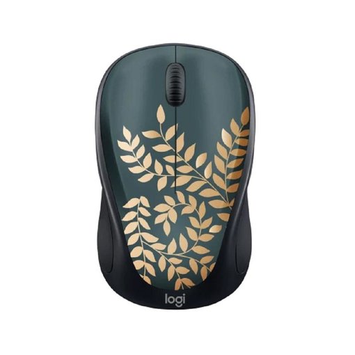 Mouse Logitech M317C Golden Garden inalámbrico con diseño floral exclusivo, nano receptor USB, sensor óptico de alta precisión y formato compacto para PC y notebook.