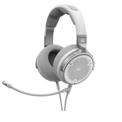 Vincha Corsair VIRTUOSO PRO Gaming color blanco con diseño abierto (open-back), sonido de alta fidelidad, micrófono desmontable y máxima comodidad para gaming, streaming y creación de contenido.