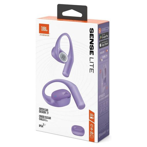 Auricular inalámbrico JBL Sense Lite Purple con conexión Bluetooth, diseño liviano, sonido JBL de calidad y comodidad para música, llamadas y uso diario.