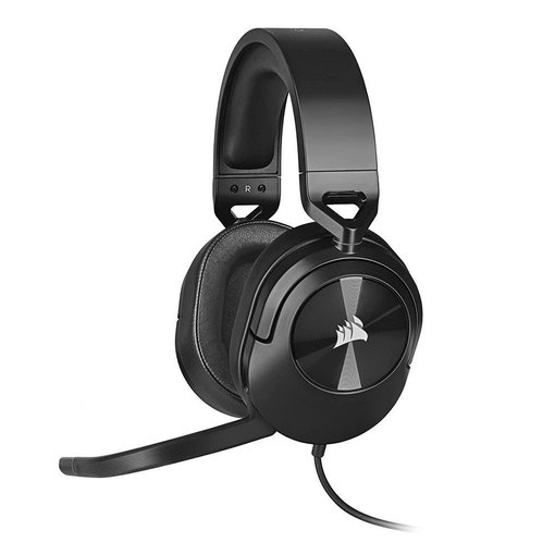Auriculares Corsair HS55 Stereo Carbon, modelo CA-9011260-NA, vincha ligera y cómoda con sonido estéreo de alta calidad, diseño en color negro carbono ideal para gaming y uso diario