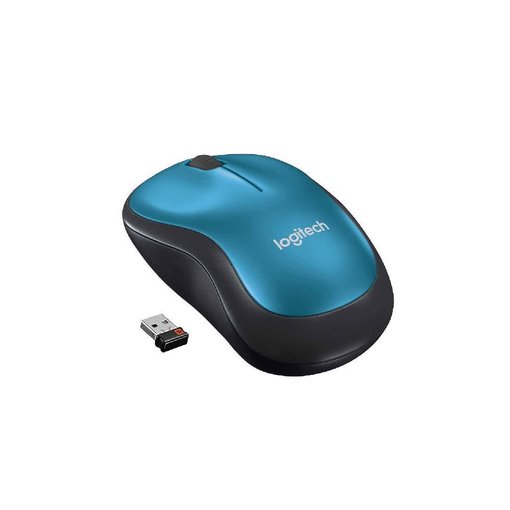 Mouse Logitech M185 inalámbrico color azul con nano receptor USB, sensor óptico de alta precisión, diseño compacto y cómodo para PC y notebook.