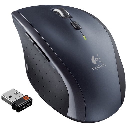 Mouse Logitech M705 Marathon color negro con receptor USB Logitech Unifying, diseño ergonómico, rueda de desplazamiento hiperrápida y batería de larga duración para máxima productividad.