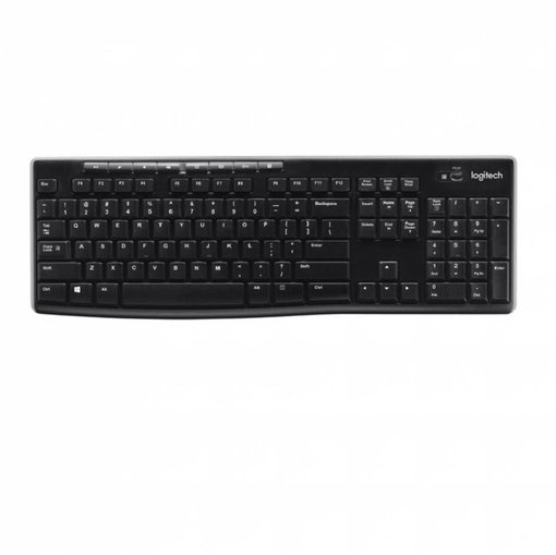 Teclado Logitech K270 inalámbrico con conexión USB mediante nano receptor, distribución en español, teclas multimedia y diseño resistente para oficina y hogar.