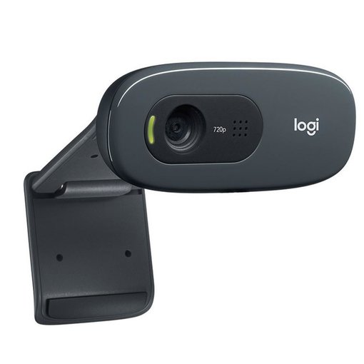 Webcam Logitech C270 HD 720p con micrófono integrado, conexión USB, ideal para videollamadas, clases online, streaming y reuniones virtuales.