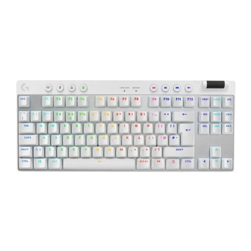 Teclado Logitech G PRO X TKL LIGHTSPEED Gaming color blanco, inalámbrico, formato Tenkeyless, iluminación RGB LIGHTSYNC y diseño para eSports.