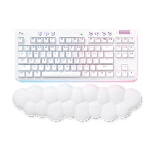 Teclado Logitech G715 TKL LIGHTSPEED Gaming color blanco, inalámbrico, formato Tenkeyless, iluminación RGB LIGHTSYNC y reposamuñecas acolchado incluido.