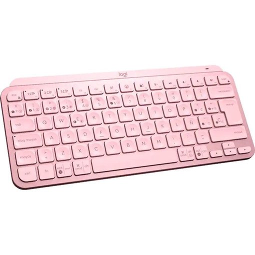 Teclado Logitech MX Keys Mini color rosa con conexión Bluetooth, diseño compacto, teclas inteligentes retroiluminadas y compatible con PC, Mac, tablet y smartphone.