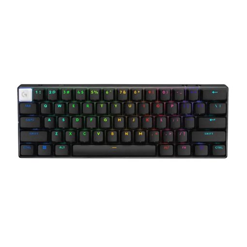 Teclado Logitech PRO X 60 Gaming color negro con formato 60%, conexión inalámbrica LIGHTSPEED y Bluetooth, iluminación RGB LIGHTSYNC y switches ópticos para eSports.