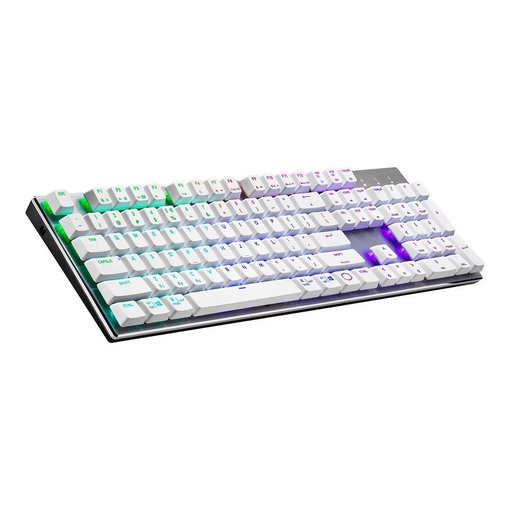Teclado Cooler Master SK653 White con switches Red de perfil bajo e iluminación RGB.
