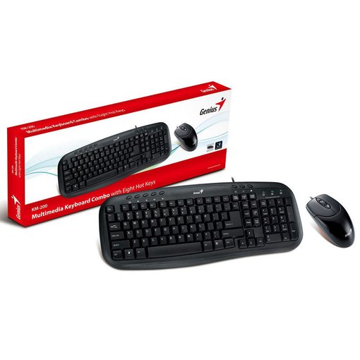 Combo Teclado y Mouse Genius Smart KM-200 USB Cableado 1000 DPI Negro