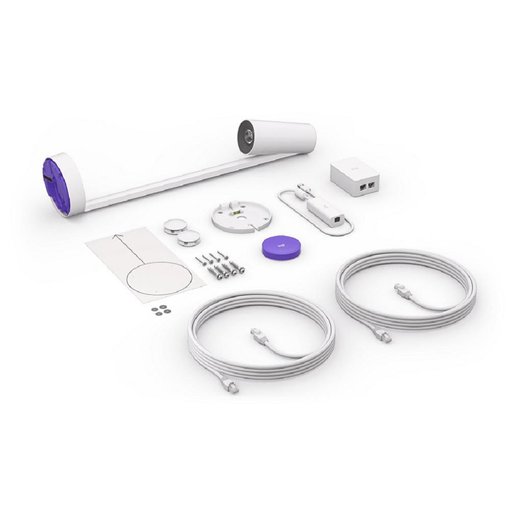 Cámara Logitech Scribe color blanco para pizarras digitales, captura de contenido con inteligencia artificial, conexión USB y diseñada para salas de videoconferencia y reuniones híbridas.