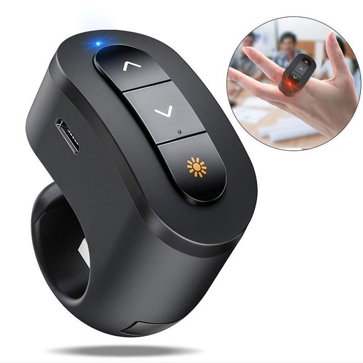 Imagen de PRESENTADOR INALÁMBRICO DINOFIRE FINGER RING USB RECARGABLE Q16-FM-US