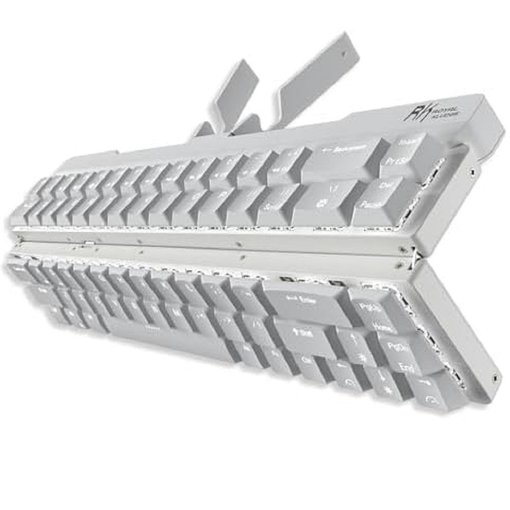 Teclado mecánico RK Royal Kludge F68 60% color blanco con switches Blue, diseño compacto para gaming y escritorio.