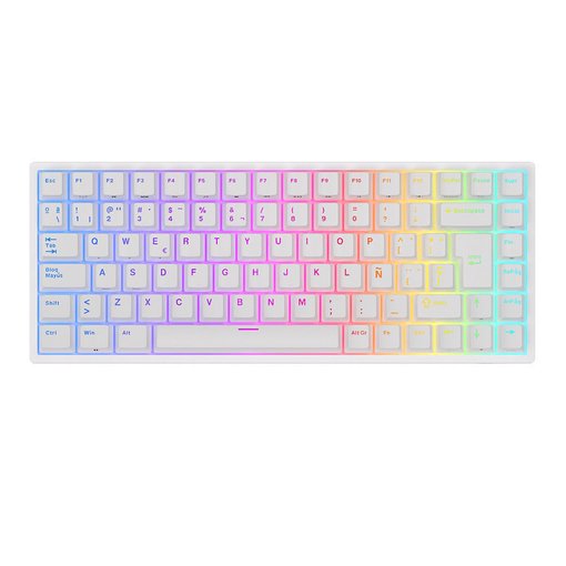 Teclado mecánico RK Royal Kludge RK84 White con switches Red, diseño compacto 75% de 84 teclas, color blanco con iluminación RGB y formato ideal para gaming y productividad.