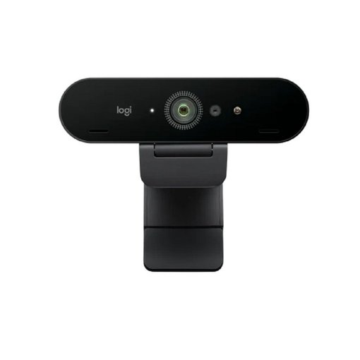Webcam Logitech BRIO 4K Ultra HD para videoconferencias con conexión USB, HDR, enfoque automático, micrófonos integrados con reducción de ruido y obturador de privacidad.