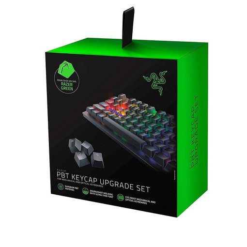 Set de keycaps Razer PBT Upgrade Gaming en acabado mate, resistentes al desgaste y compatibles con retroiluminación RGB