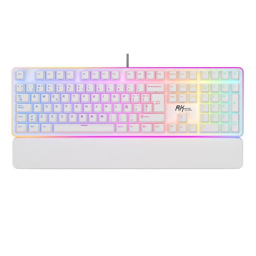 Teclado mecánico RK Royal Kludge RK918 White con switches Brown, diseño Full Size de 104 teclas, teclado numérico, iluminación RGB y conexión USB-C.