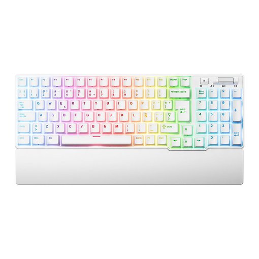 Teclado mecánico inalámbrico RK ROYAL KLUDGE RK96 White con switches Brown, diseño compacto 96%, iluminación RGB y teclado numérico integrado.