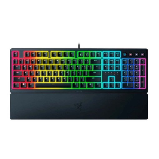 Teclado gamer Razer Ornata V3 Low Profile con teclas de perfil bajo Mecha-Membrane, iluminación Razer Chroma RGB y diseño ergonómico, modelo RZ03-04461100-R311.