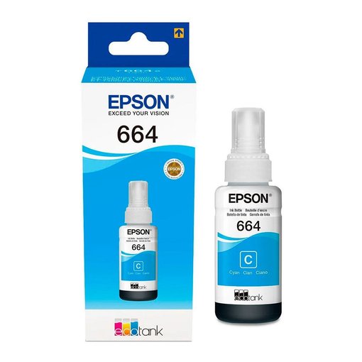 Botella de tinta Epson T664220 Cyan original para impresoras EcoTank