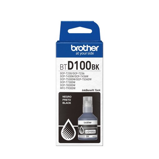 Botella de tinta Brother D100BK Negra original para impresoras de tanque continuo