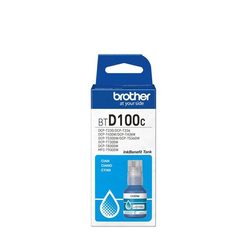 Botella de tinta Brother D100C Cyan original para impresoras de tanque continuo