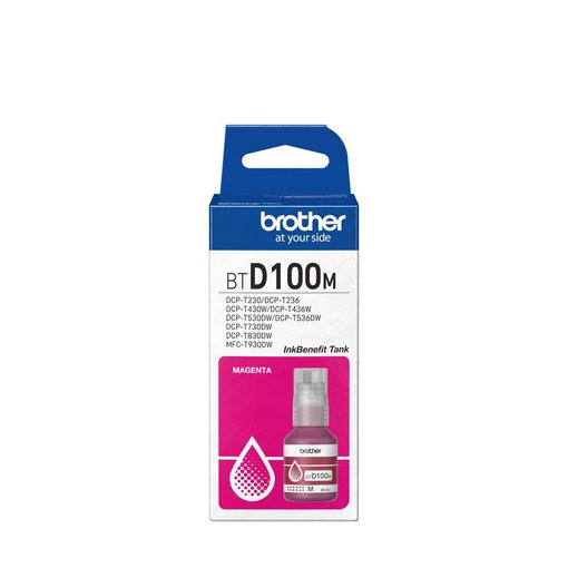 Botella de tinta Brother D100M Magenta original para impresoras de tanque continuo