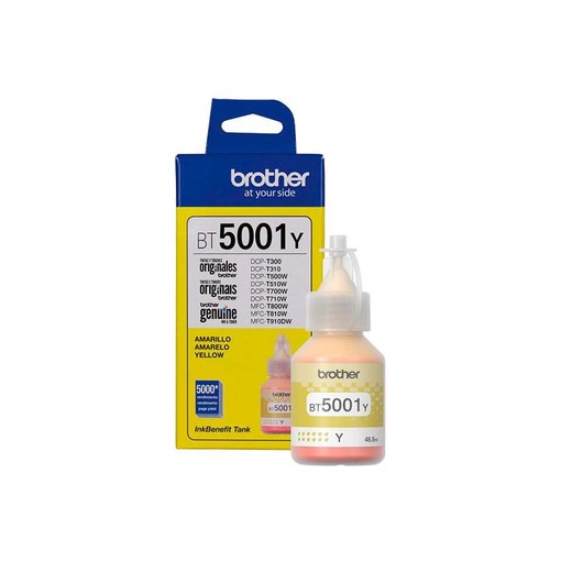 Botella de tinta Brother BT5001Y Amarilla original para impresoras de tanque continuo