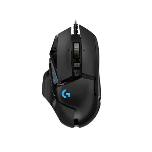Mouse Logitech G502 HERO Gaming con conexión USB, sensor HERO de alta precisión, iluminación RGB LIGHTSYNC, 11 botones programables y pesas ajustables para gaming competitivo.