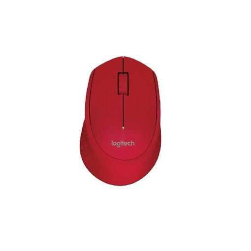 Mouse Logitech M280 inalámbrico color rojo con nano receptor USB, diseño ergonómico para mano derecha, sensor óptico de alta precisión y larga duración de batería para PC y notebook.