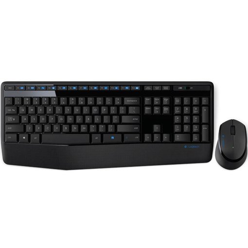 Combo Logitech MK345 con teclado inalámbrico de tamaño completo y mouse ergonómico, conexión USB mediante nano receptor, ideal para oficina, hogar y productividad diaria.