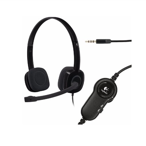 Vincha Logitech H151 con conexión 3.5 mm, micrófono giratorio con cancelación de ruido, sonido estéreo y compatibilidad con PC, notebook, tablets y smartphones.