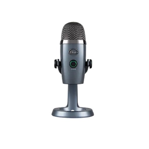 Micrófono Logitech Blue Yeti Nano USB con calidad de grabación profesional, patrón polar cardioide y omnidireccional, ideal para streaming, podcasts, videollamadas y creación de contenido.