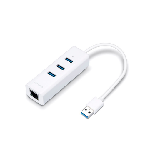 Hub TP‑Link UE330 con adaptador RJ45 Gigabit y 3 puertos USB 3.0