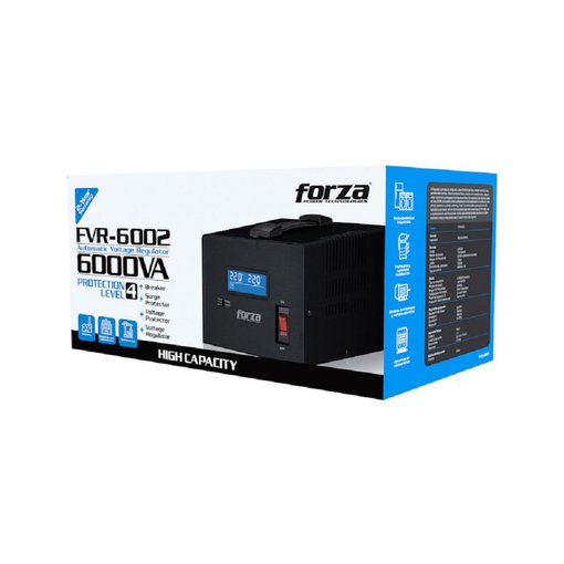 Imagen de REGULADOR DE VOLTAJE FORZA FVR-6002 6000VA 3000W 220V AVR LCD