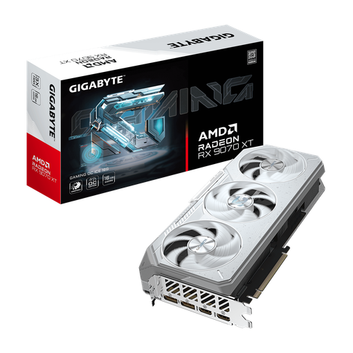 Imagen de TARJETA DE VIDEO GIGABYTE RADEON RX 9070 XT GAMING OC ICE GV-R907XGAMINGOCICE-16GD 16GB GDDR6 PCIE 5.0