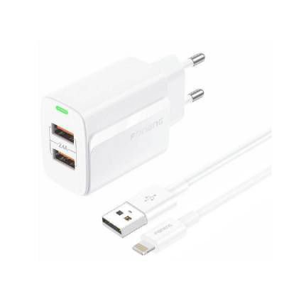 Cargador Foneng EU63 con cable Lightning para iPhone, 2 puertos USB y salida de 2.4A