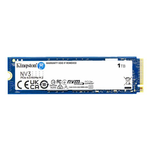 Disco SSD M.2 Kingston NV3 1TB PCIe 4.0 NVMe SNV3S/1000G con memoria 3D NAND y velocidad de hasta 6000 MB/s para PC y notebook