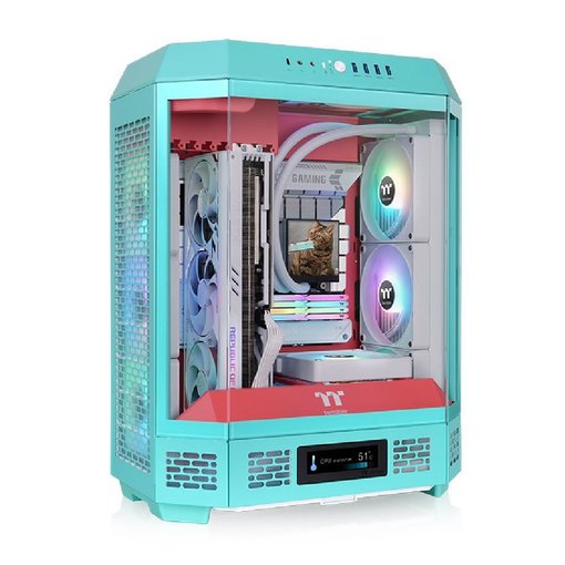 Gabinete Thermaltake The Tower 600 Mint Strawberry ATX Mid Tower vertical con paneles de vidrio templado