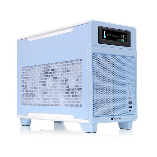 Gabinete Thermaltake TR100 Hydrangea Blue Mini-ITX Mini Tower compacto vertical