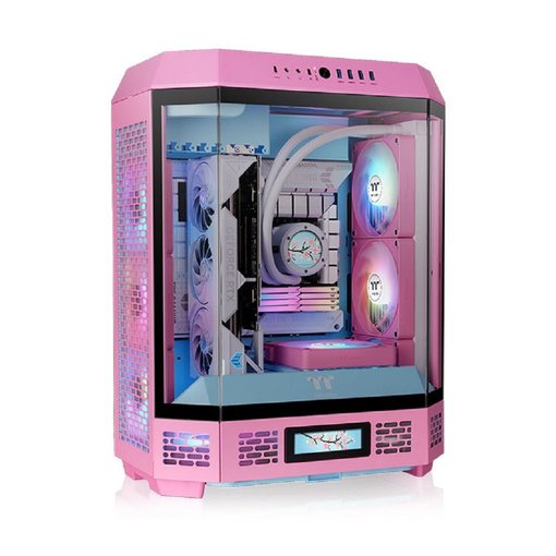 Gabinete Thermaltake The Tower 600 Bubble Pink ATX Mid Tower vertical con vidrio templado