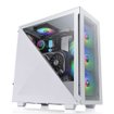 Gabinete Thermaltake Divider 300 TG ARGB Snow ATX Mid Tower blanco con panel de vidrio templado, iluminación ARGB y diseño optimizado para flujo de aire.