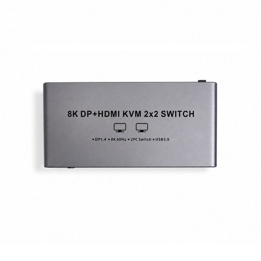 KVM Switch DisplayPort 1.4 y HDMI 8K USB 3.0 2x2 para controlar 2 PCs con 2 monitores
