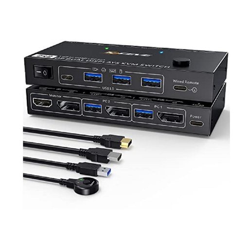 Switch KCEVE con puertos USB 3.0 y salida HDMI para compartir periféricos y pantallas