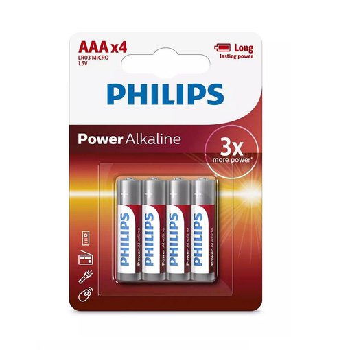 Pilas Philips Alcalinas AAA 1.5V Blíster x4 LR03P4B/97